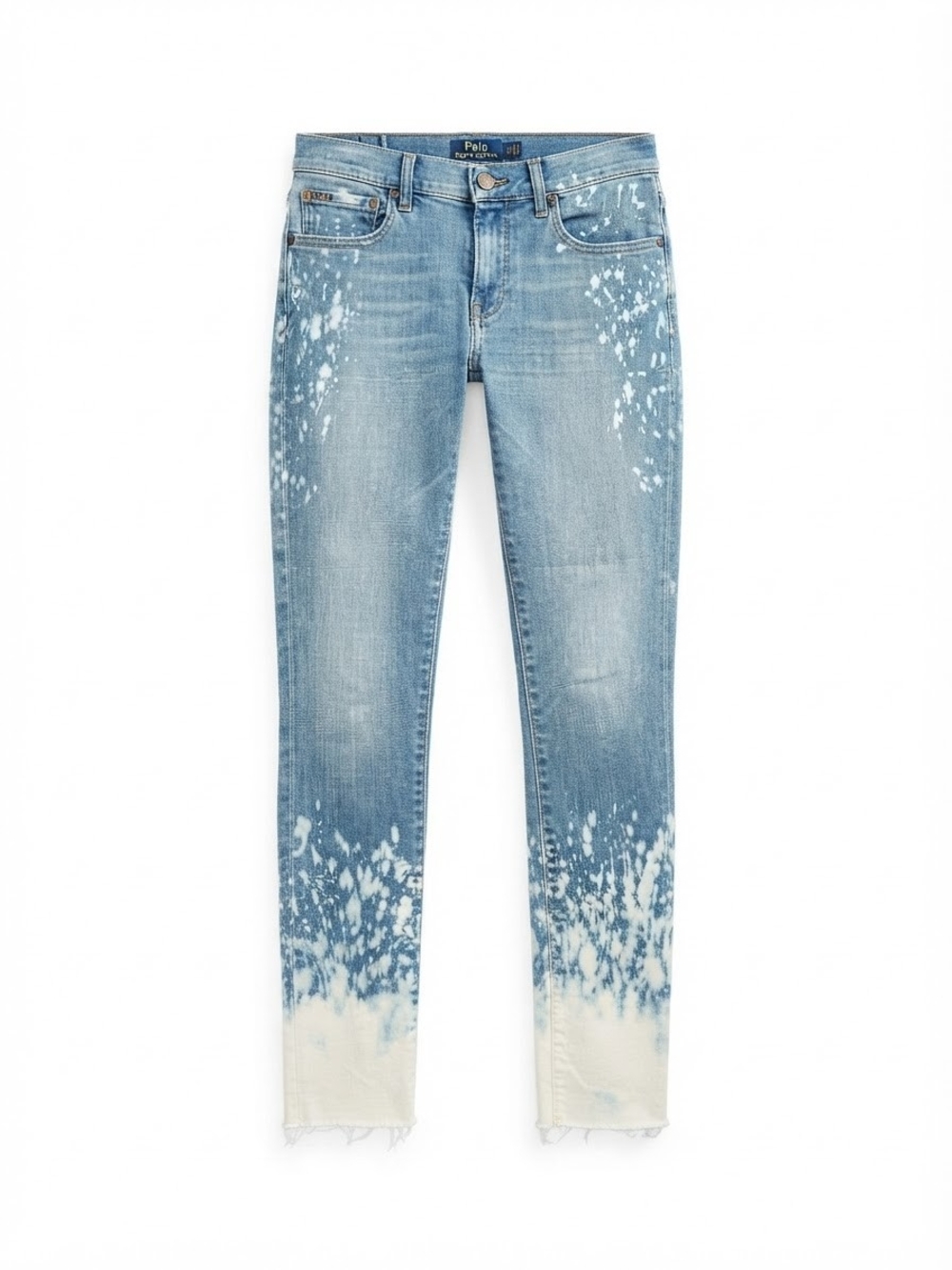 Polo by Ralph Lauren Women's Light Blue Jeans with White Dip-Dye